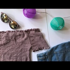 Mauve Off the Shoulder crop top